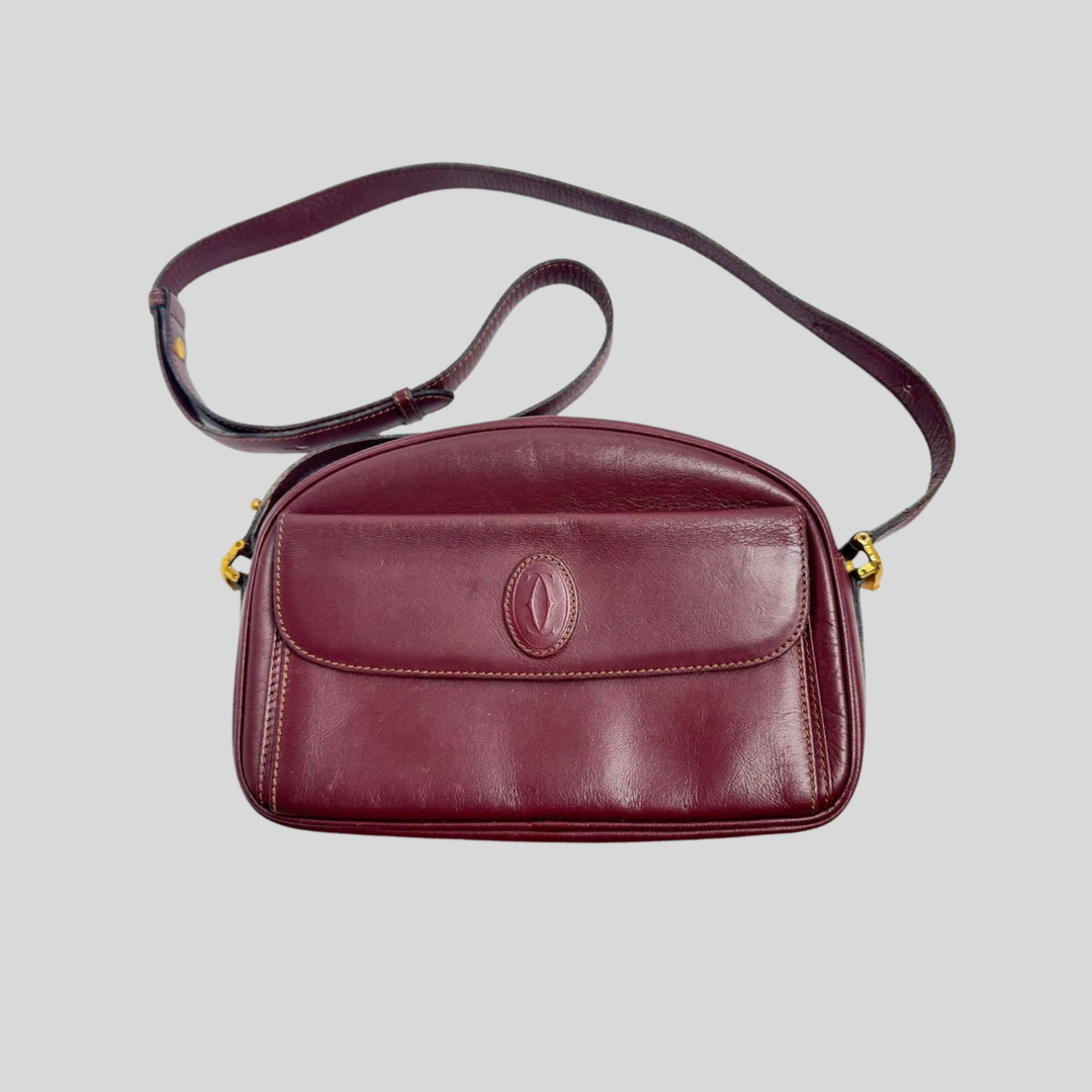 Authentic Pre-loved Cartier Must de Cartier Shoulder Bag - Elegant Bordeaux Leather! 6