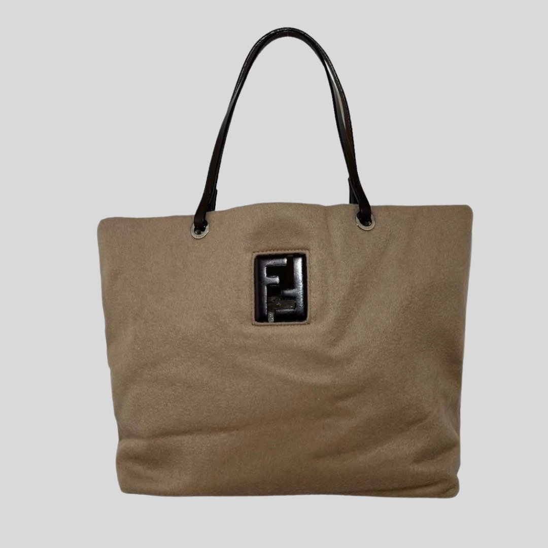 Authentic Vintage FENDI Logo Tote Bag - Rare & Beautiful Cashmere in Beige/Tan! 12