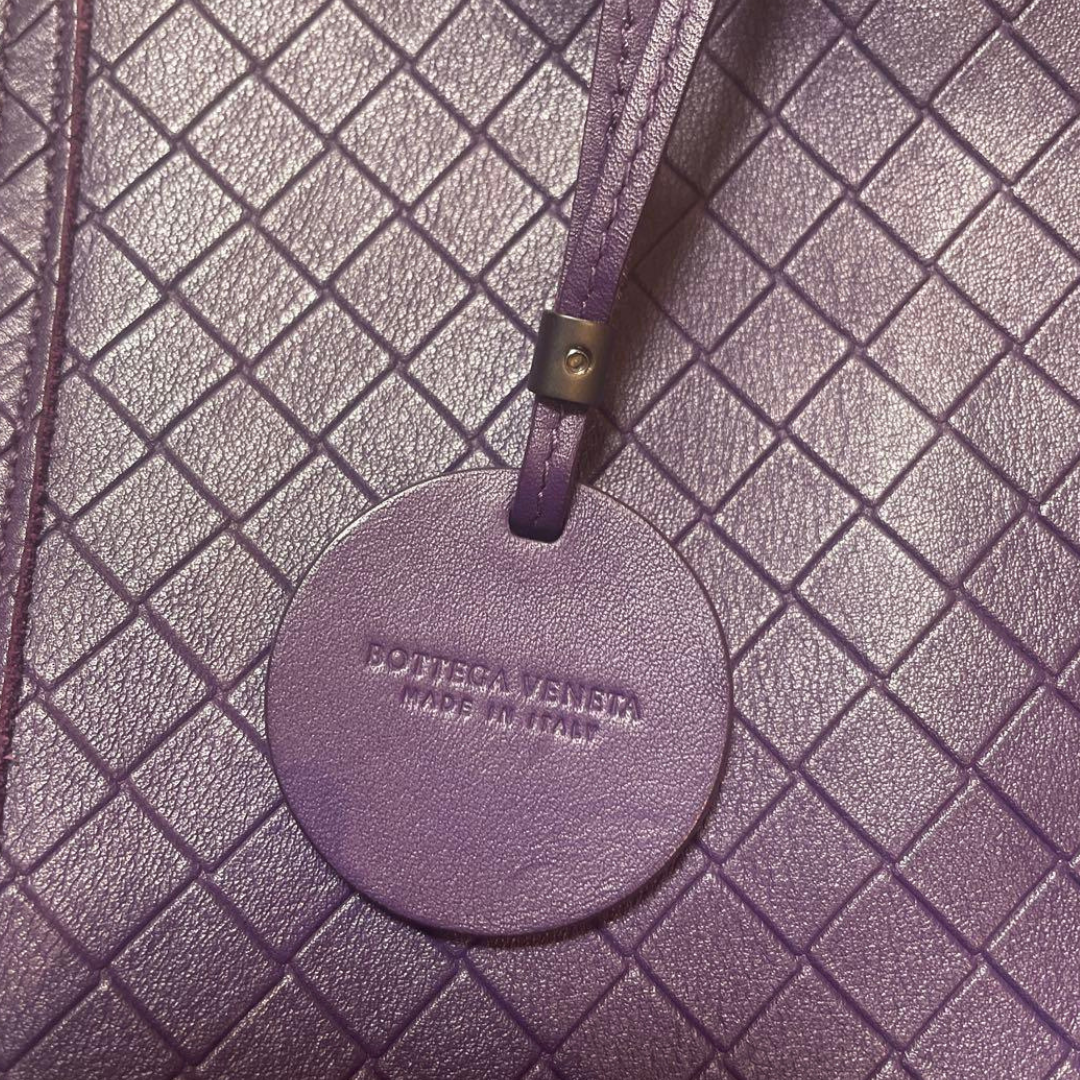 Authentic Pre-loved BOTTEGA VENETA Intrecciato Tote Bag - Stunning Purple Leather with Butterfly Motif! 12