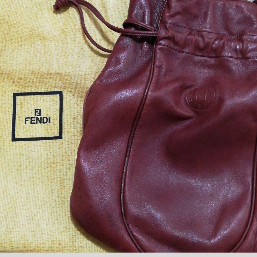 Authentic Rare Vintage FENDI Handbag - Elegant Bordeaux Genuine Leather - Unique & Discreet Branding! 13