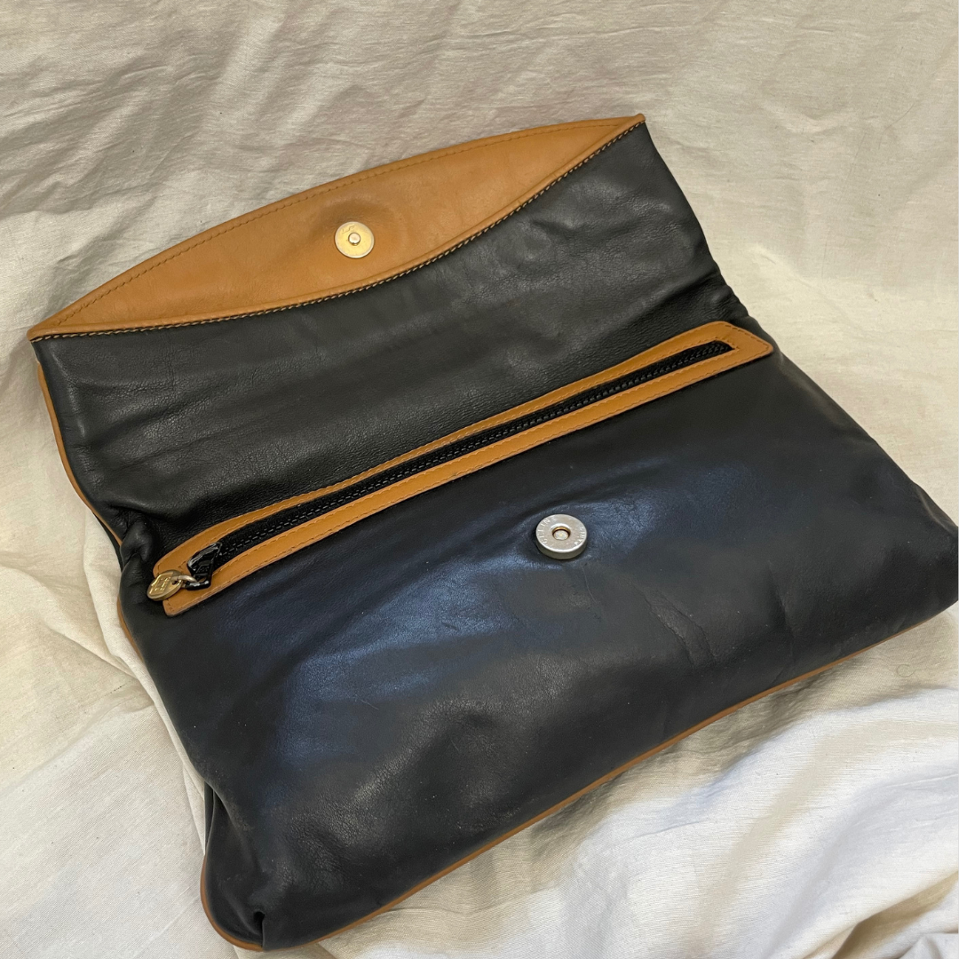 Vintage/Preloved Celine Black Leather Clutch/Handbag - Authentic Luxury On Sale!