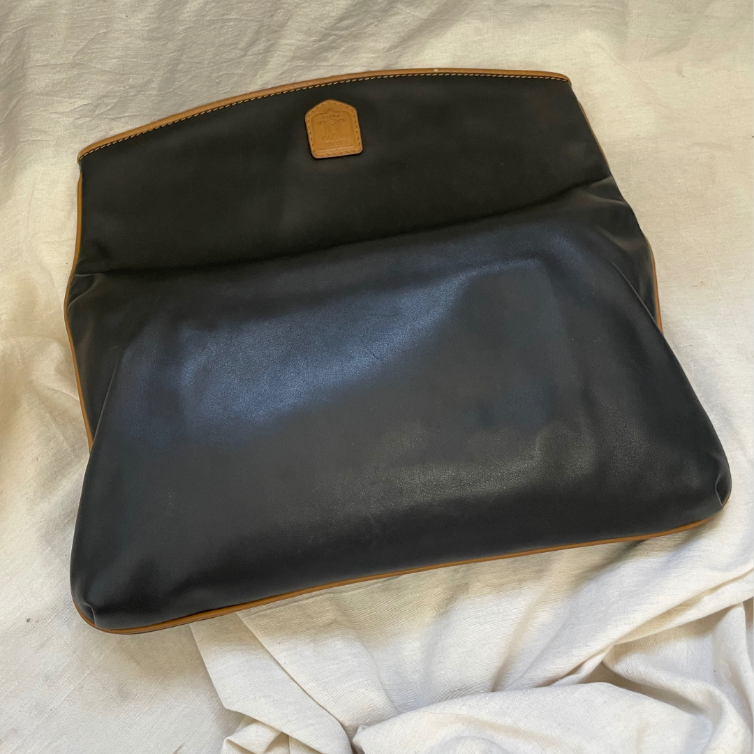 Vintage/Preloved Celine Black Leather Clutch/Handbag - Authentic Luxury On Sale!