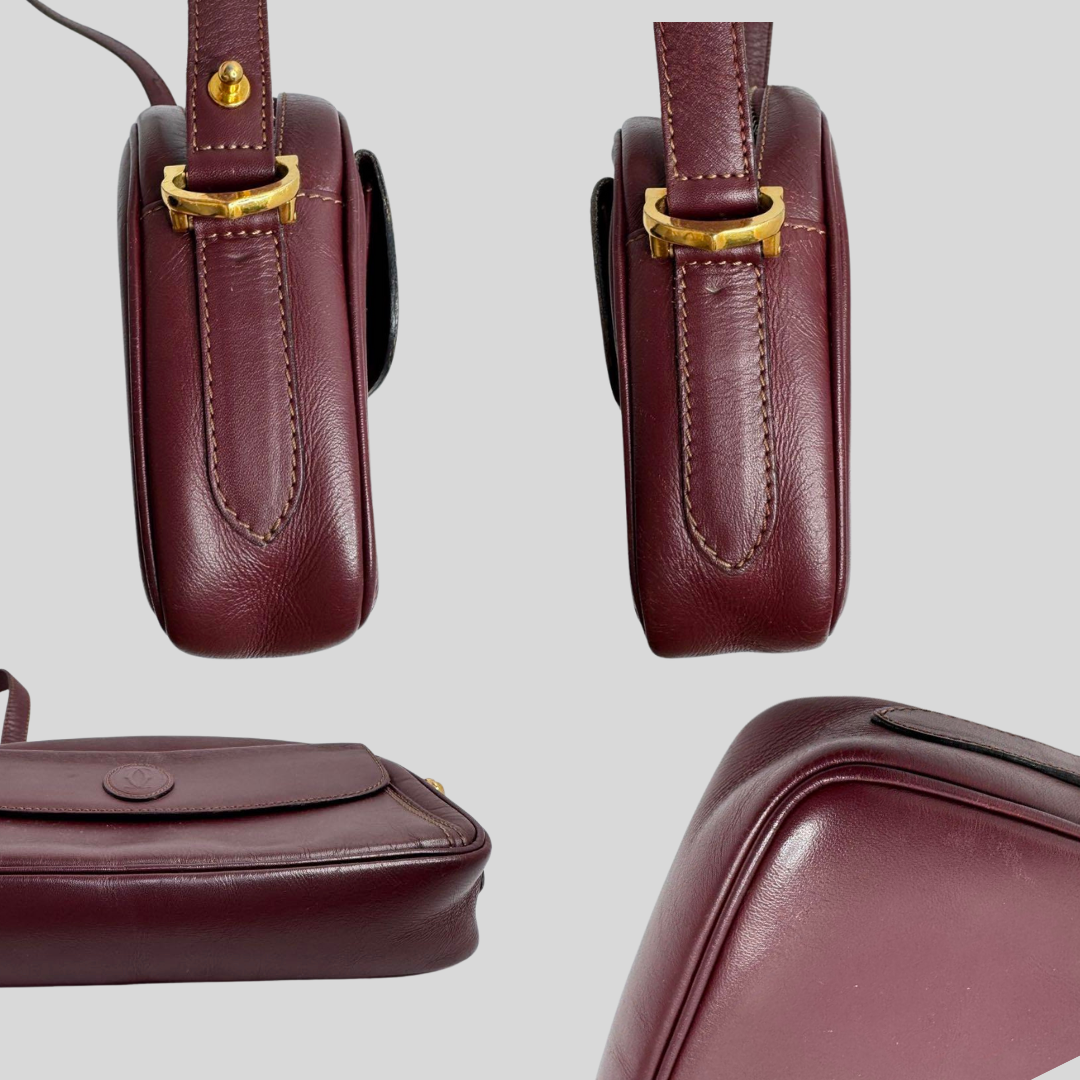 Authentic Pre-loved Cartier Must de Cartier Shoulder Bag - Elegant Bordeaux Leather! 6