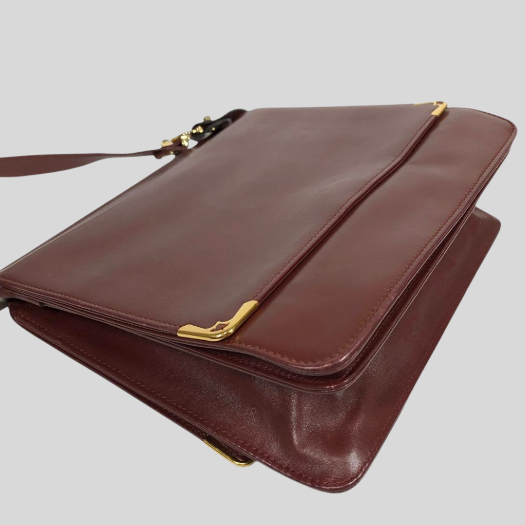 Authentic Pre-loved Cartier Must Line Shoulder Bag - Elegant Bordeaux Leather Vintage! 10