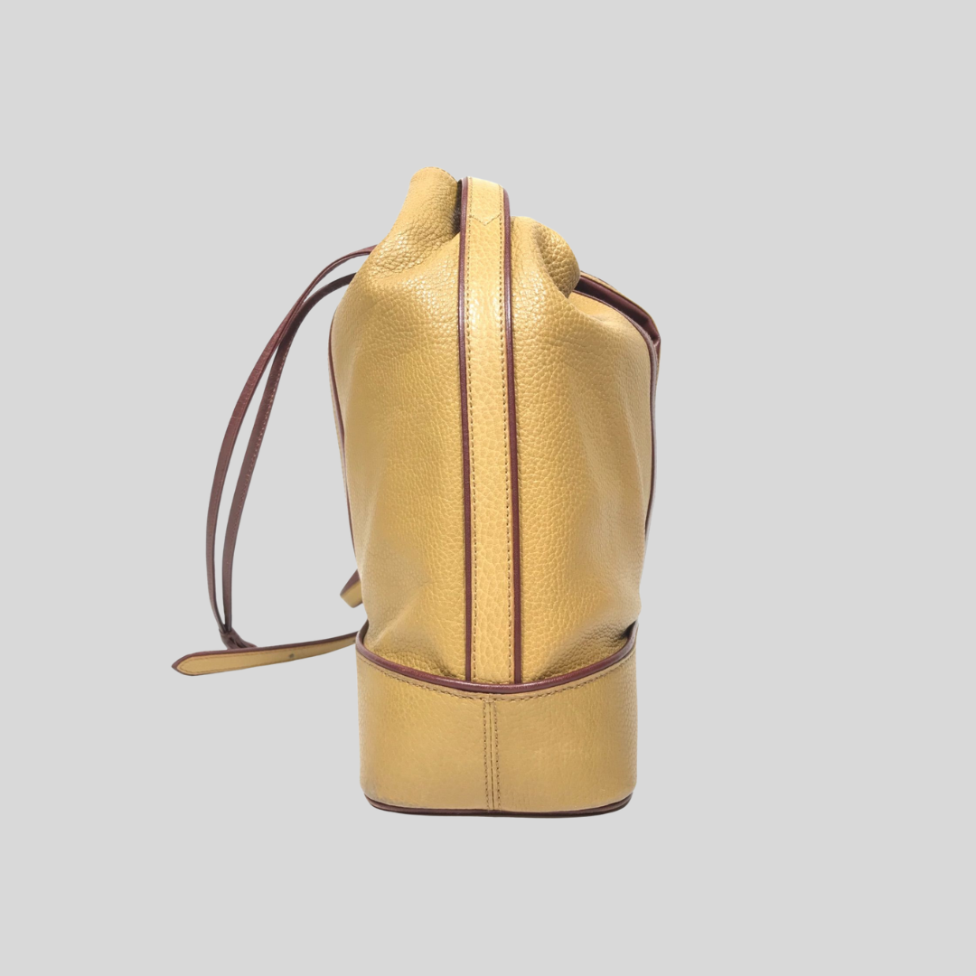 Authentic Pre-loved Cartier Must Line Trinity Drawstring Shoulder Bag - Unique Yellow & Bordeaux Leather! 5