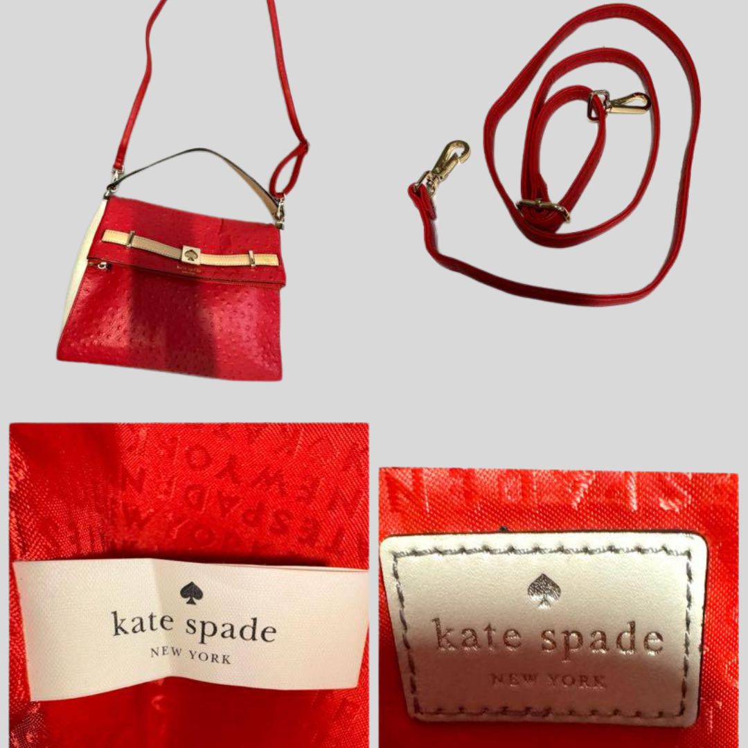 Charming Pre-loved Kate Spade 2-Way Bag - Red & White Bicolor Leather - Spacious & Stylish! 67