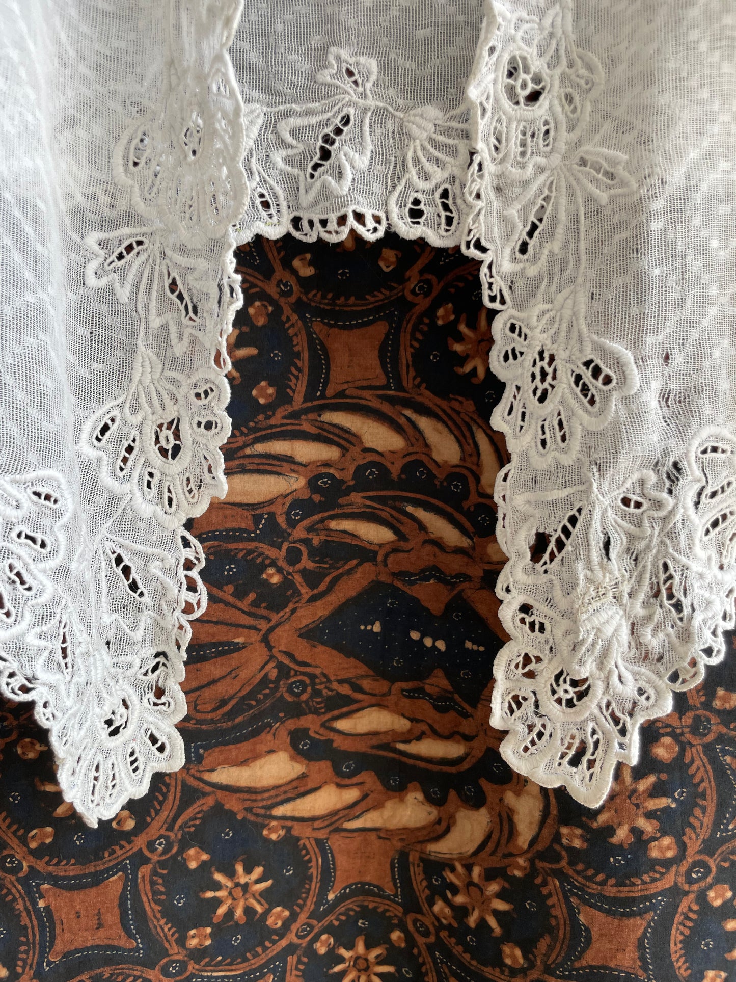 (XXS) 2 White Peranakan Encim Old Kebaya with Embroidery – Elegant Heritage Touch Kebaya Lawas Encim Peranakan Putih Bordir – Sentuhan Anggun Warisan Leluhur