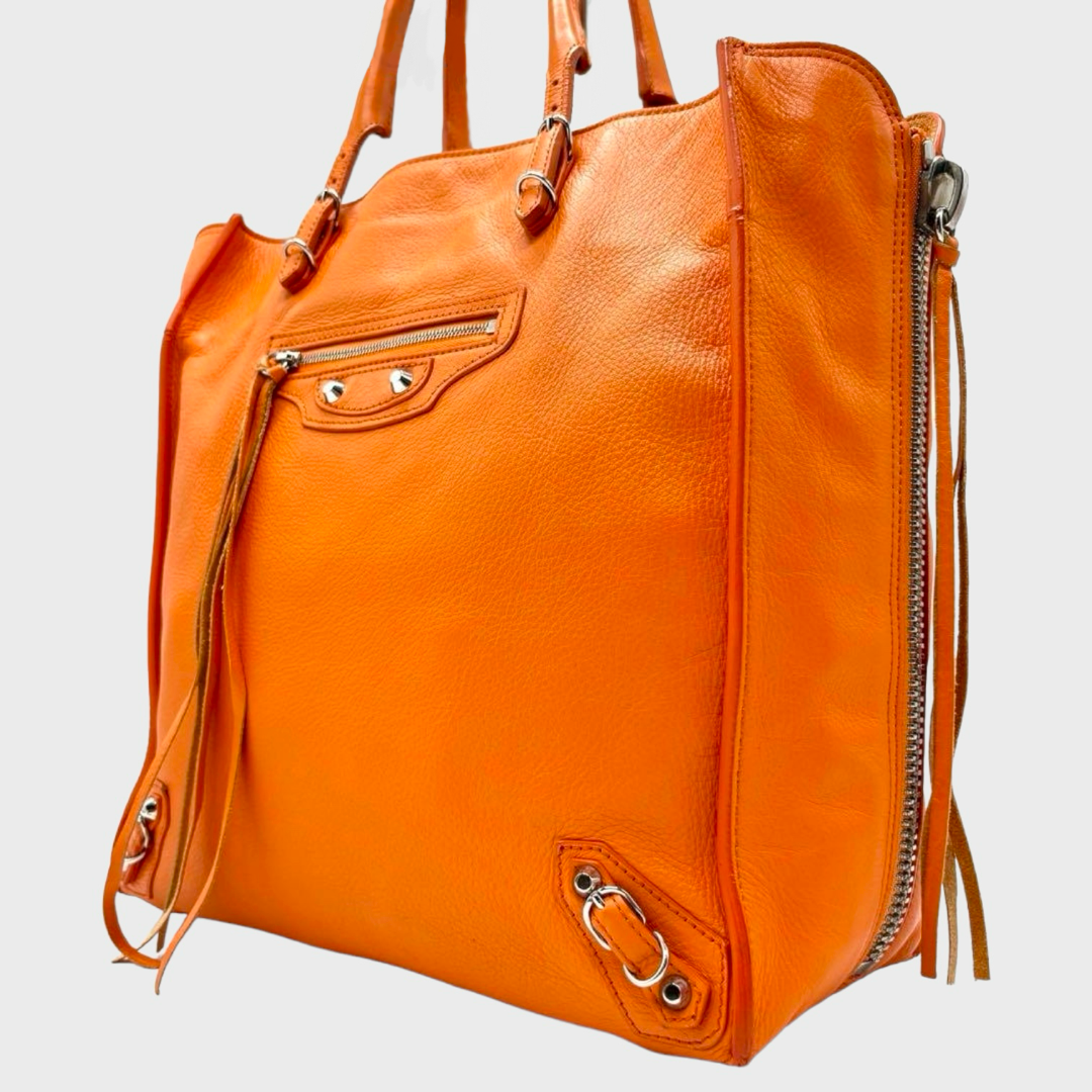 PREORDER Paper Mini Orange Leather Hand Bag