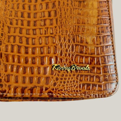 Vintage Croc Texture Brown Leather Shoulder Bag