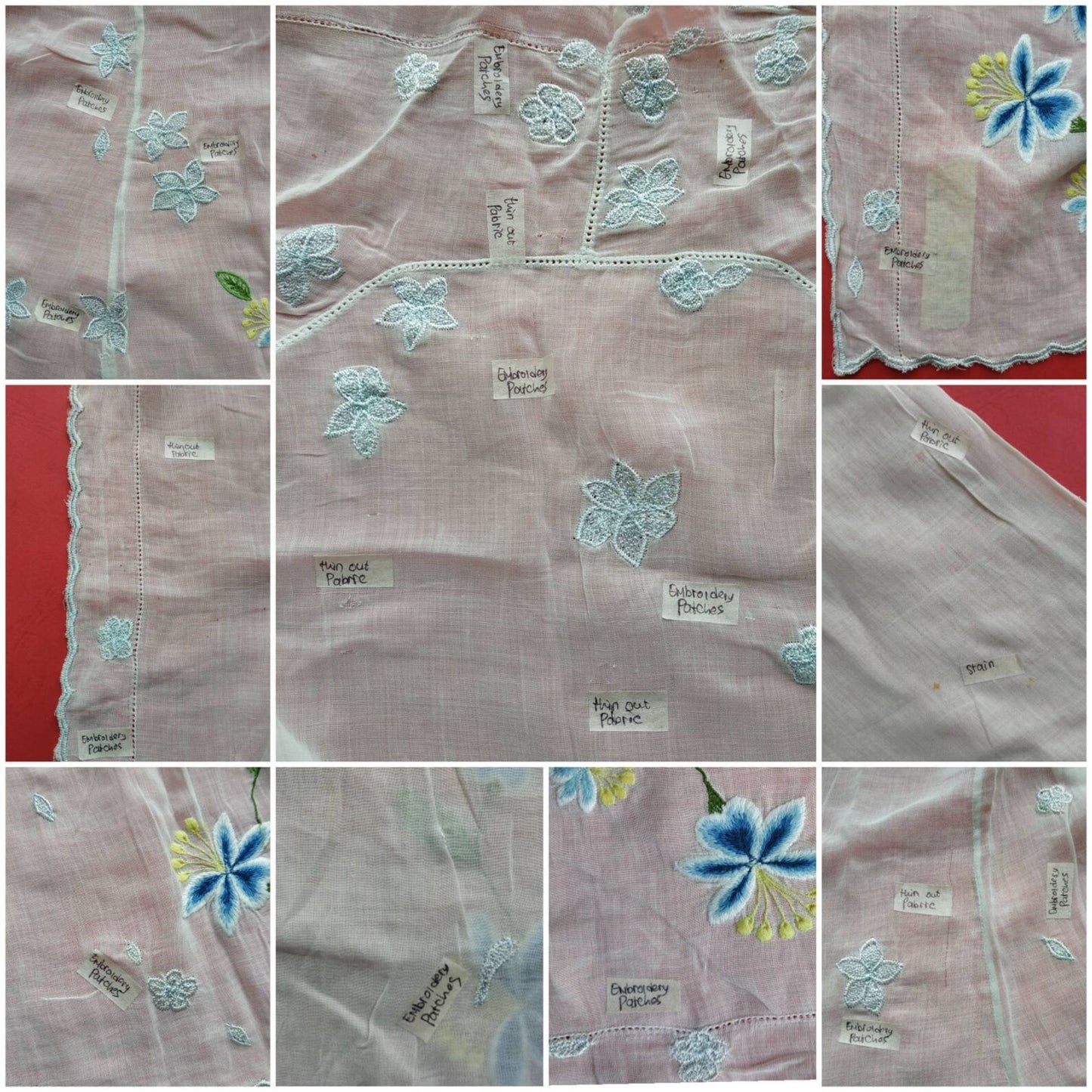 Vintage Iris Blue White Gradient Big Embroidery White Kebaya