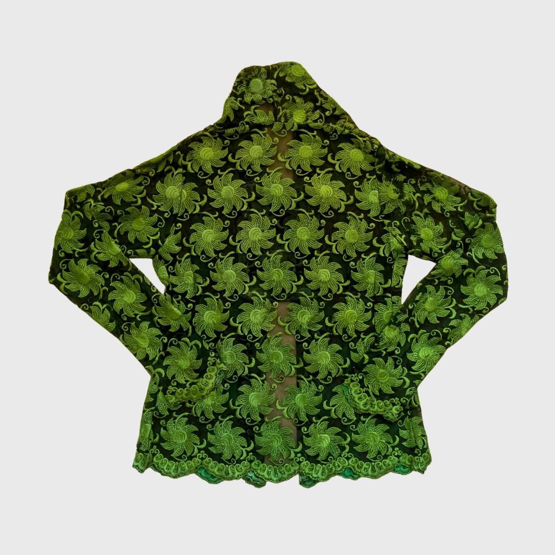 Vintage Green Floral Lace Kutubaru Kebaya