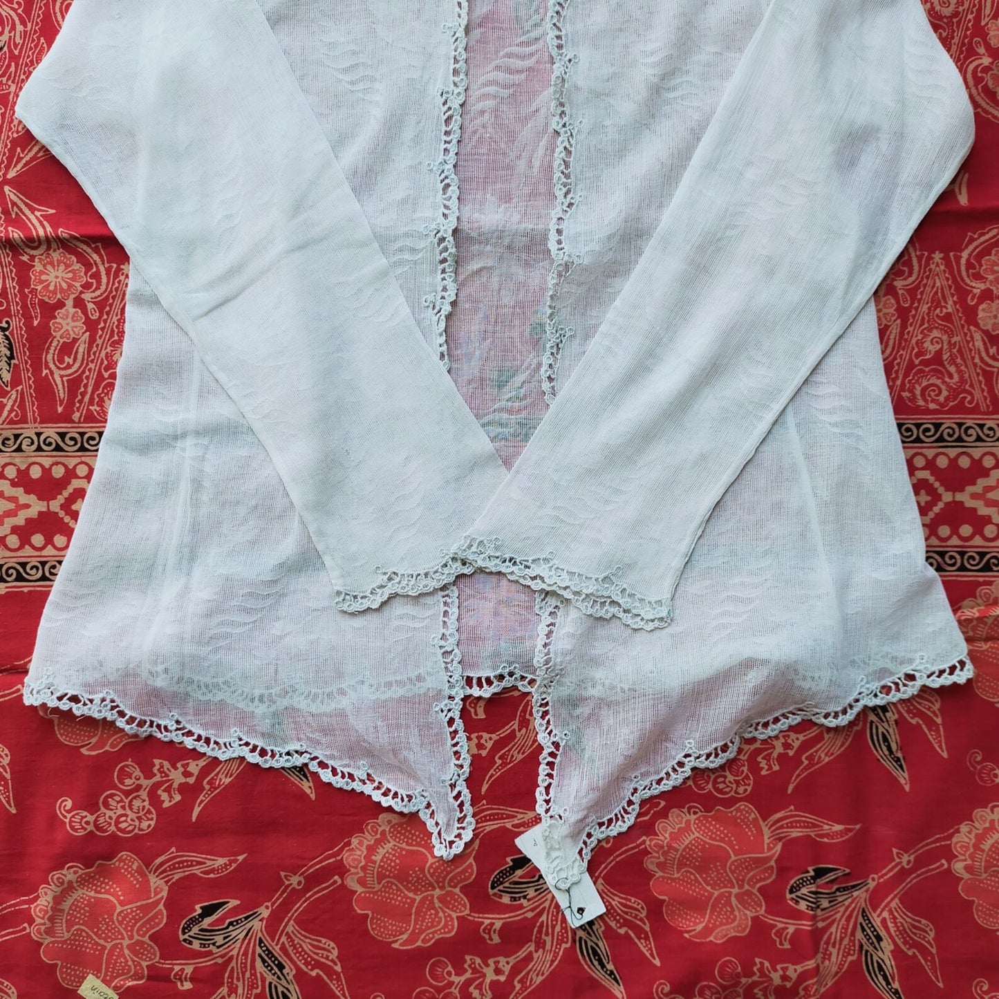 Vintage Indonesian European Lace Kebaya with Simple Kerancang Trim