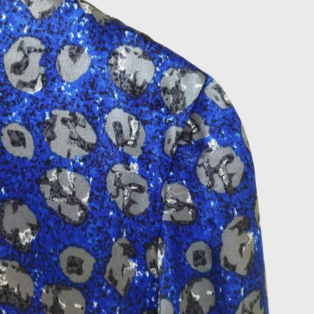 Vintage Blue Silk Floral Dress