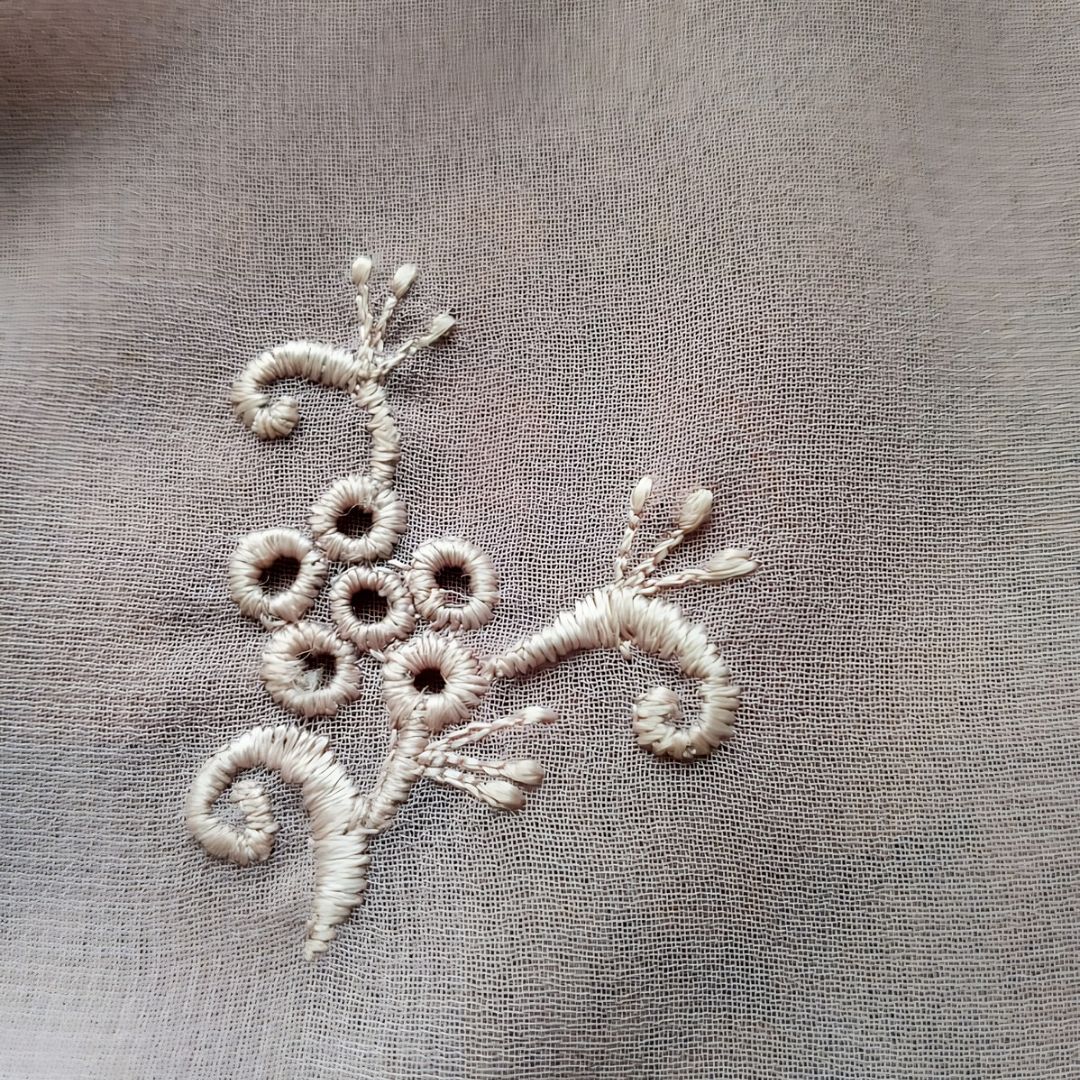 Vintage Soft Gray Simple Encim Kebaya