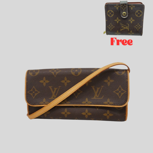 Authentic Vintage LOUIS VUITTON Monogram Pochette Twin - 30% OFF + FREE Shipping & FREE Wallet!