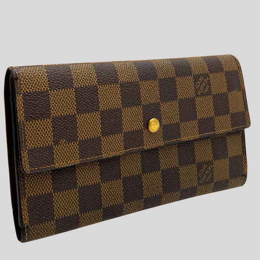 Authentic Pre-Owned Louis Vuitton Damier Ebene Portefeuille Long Wallet - With Box & Dustbag! 30% OFF + FREE Shipping!