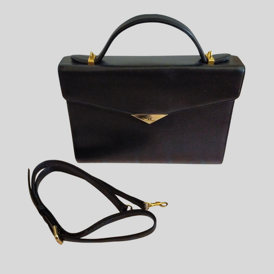 Authentic Pre-loved JUNKO Tote Bag / Handbag - Classic Black Genuine Leather with Shoulder Strap! 47