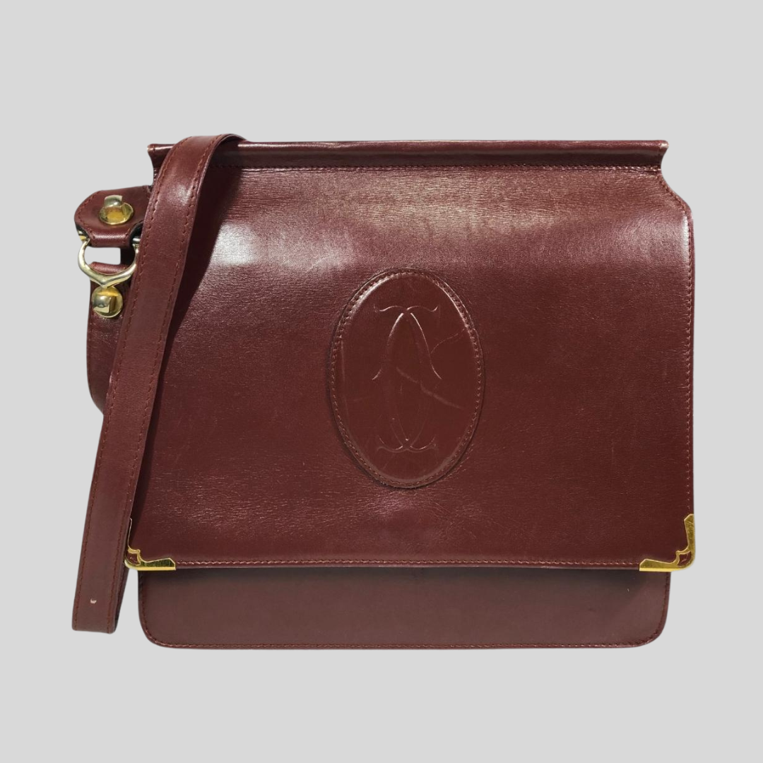 Authentic Pre-loved Cartier Must Line Shoulder Bag - Elegant Bordeaux Leather Vintage! 10