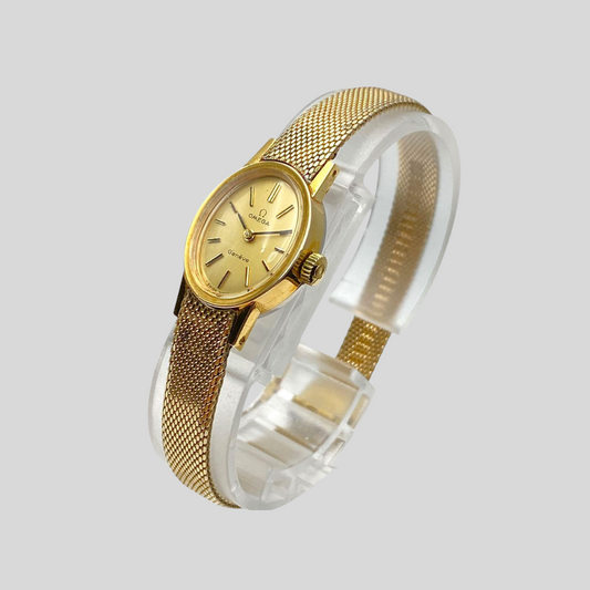 Authentic & Elegant! OMEGA Geneve Gold Manual Winding Ladies Watch - Oval Design! 27