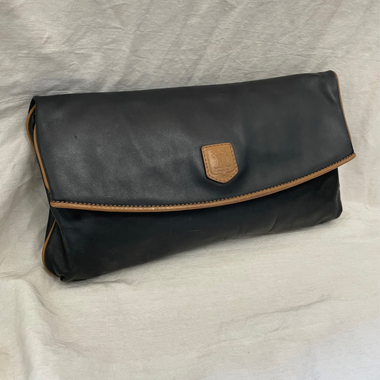 Vintage/Preloved Celine Black Leather Clutch/Handbag - Authentic Luxury On Sale!