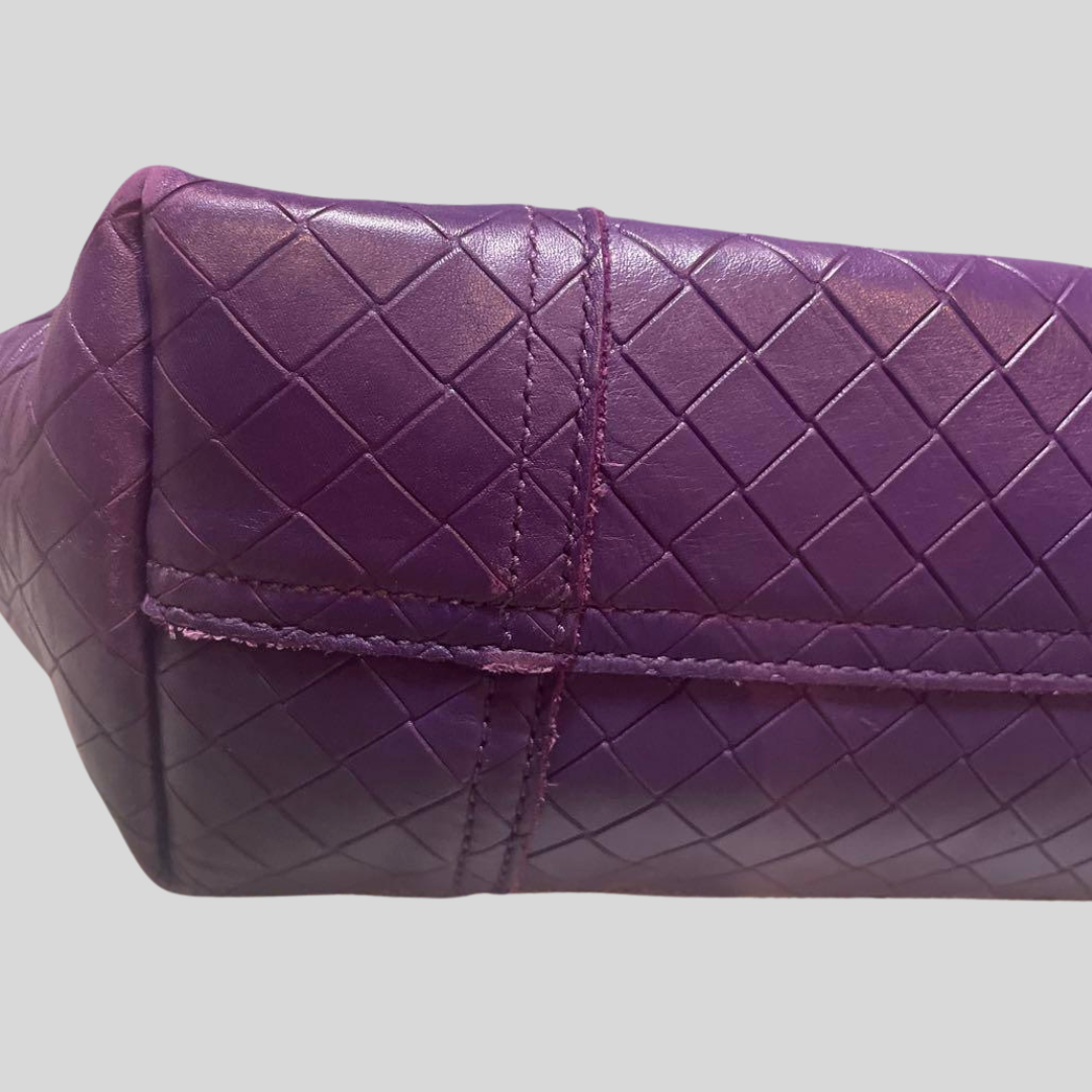 Authentic Pre-loved BOTTEGA VENETA Intrecciato Tote Bag - Stunning Purple Leather with Butterfly Motif! 12