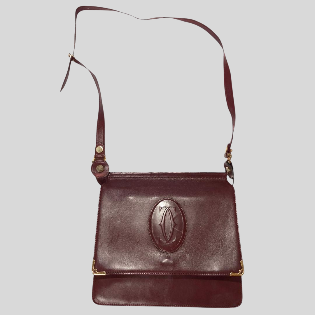 Authentic Pre-loved Cartier Must Line Shoulder Bag - Elegant Bordeaux Leather Vintage! 10