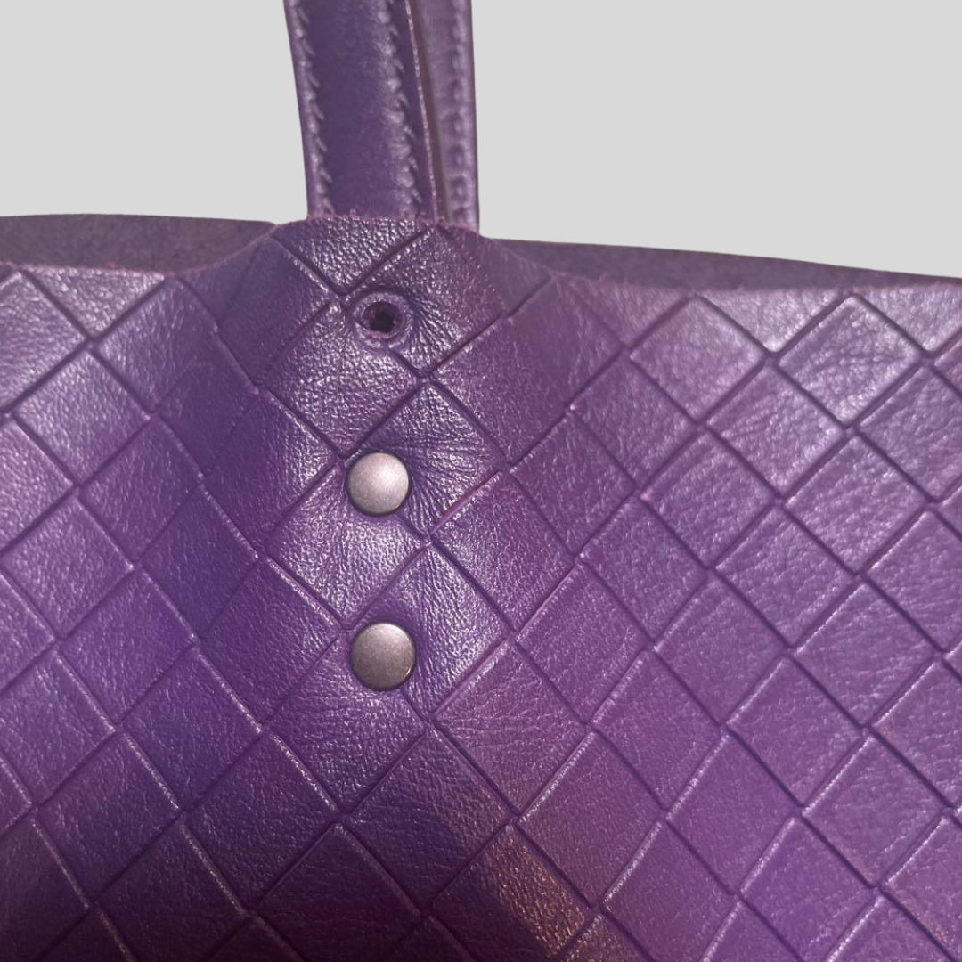 Authentic Pre-loved BOTTEGA VENETA Intrecciato Tote Bag - Stunning Purple Leather with Butterfly Motif! 12
