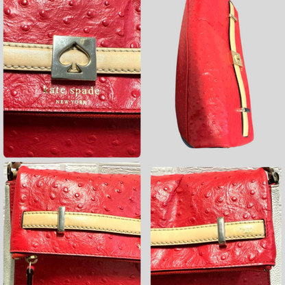 Charming Pre-loved Kate Spade 2-Way Bag - Red & White Bicolor Leather - Spacious & Stylish! 67