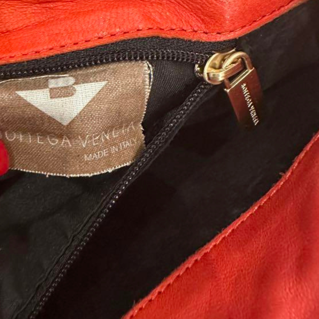 Authentic Pre-loved BOTTEGA VENETA Intrecciato Leather Shoulder Bag - Vibrant Red! 5