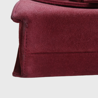 Vintage Mini Square Bordeaux Suede Sling Bag