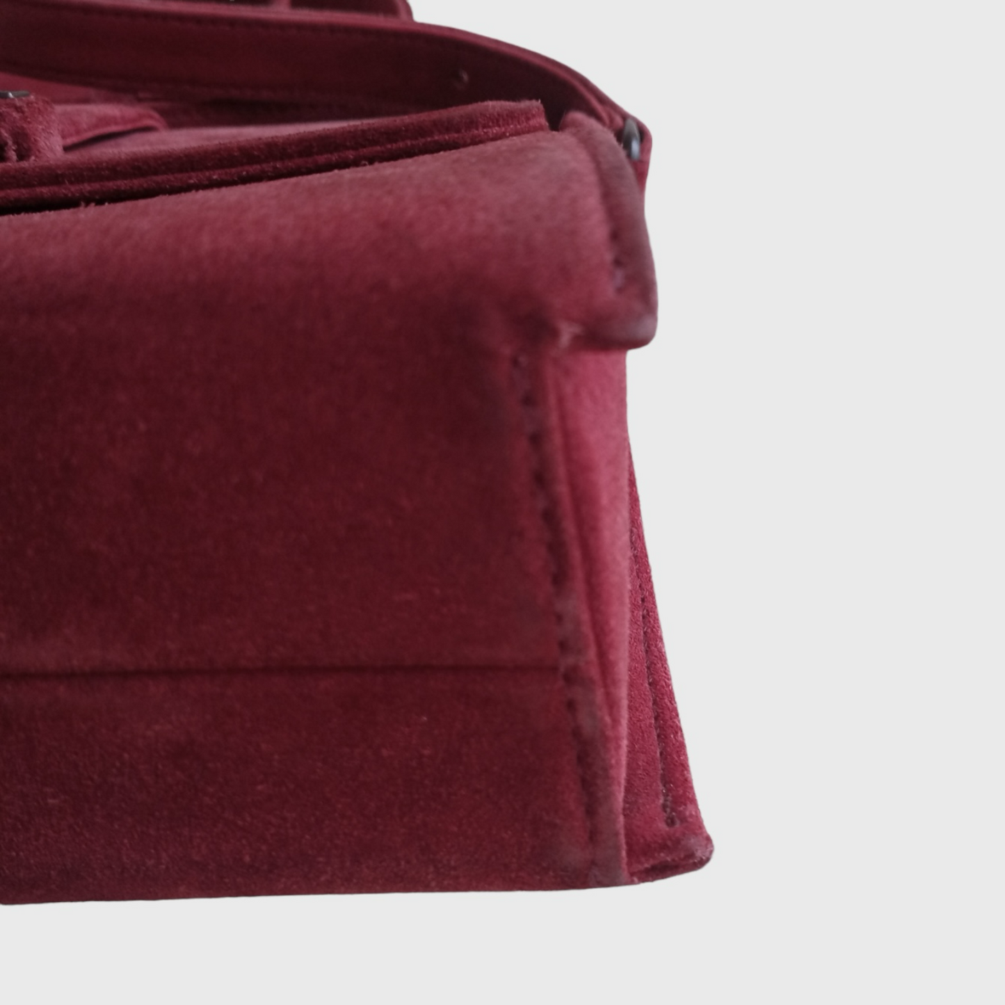 Vintage Mini Square Bordeaux Suede Sling Bag