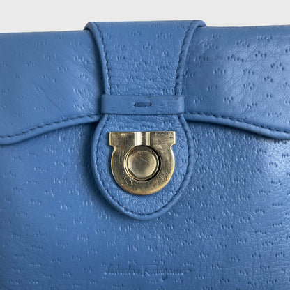 1990s Square Blue Jeans Leather Folding Wallet