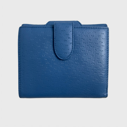 1990s Square Blue Jeans Leather Folding Wallet