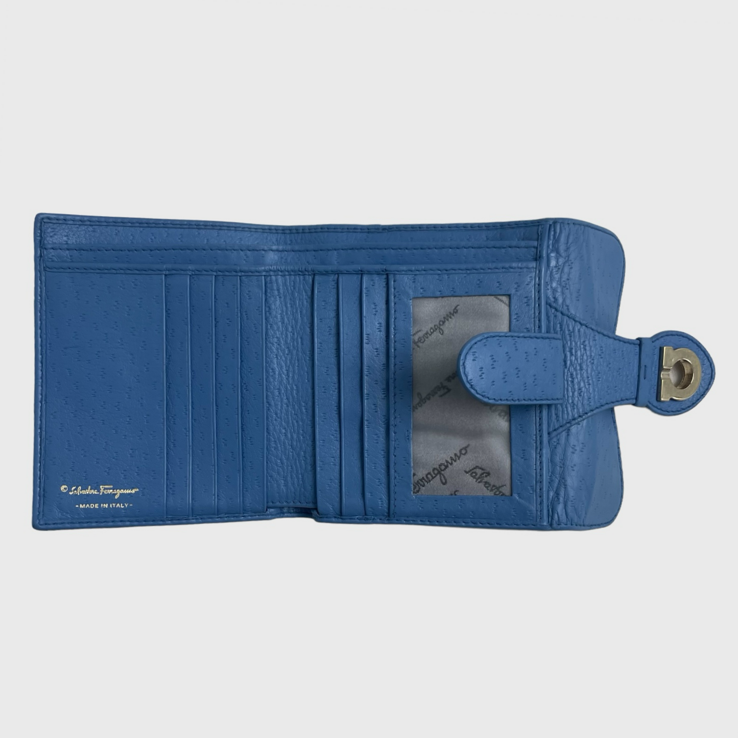 1990s Square Blue Jeans Leather Folding Wallet