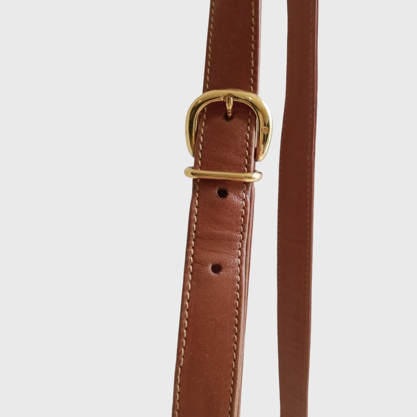 1970s Camel Bamboo Brown Leather Sling Bag