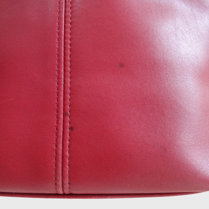 1990s Tote Red Leather Hand Bag