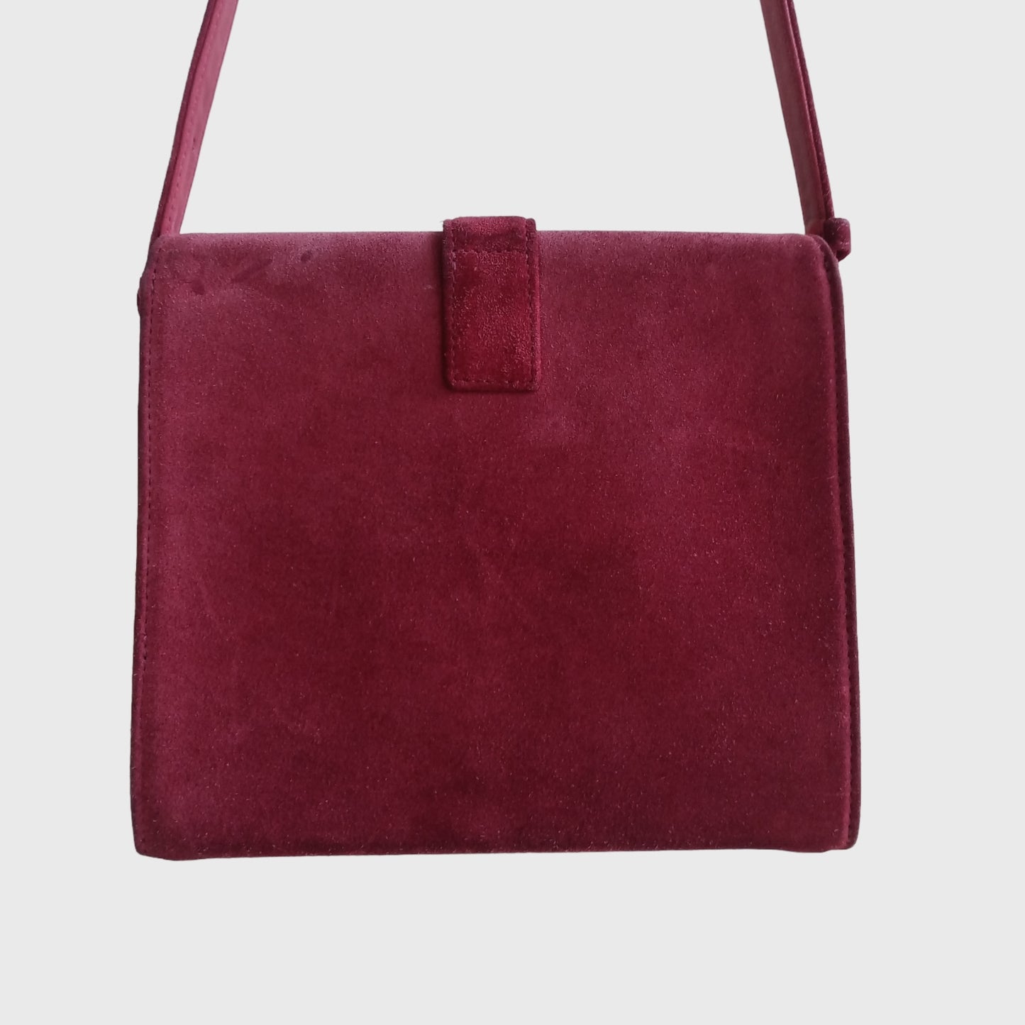 Vintage Mini Square Bordeaux Suede Sling Bag