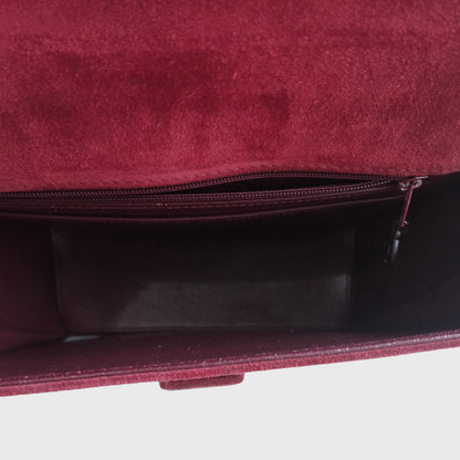 Vintage Mini Square Bordeaux Suede Sling Bag