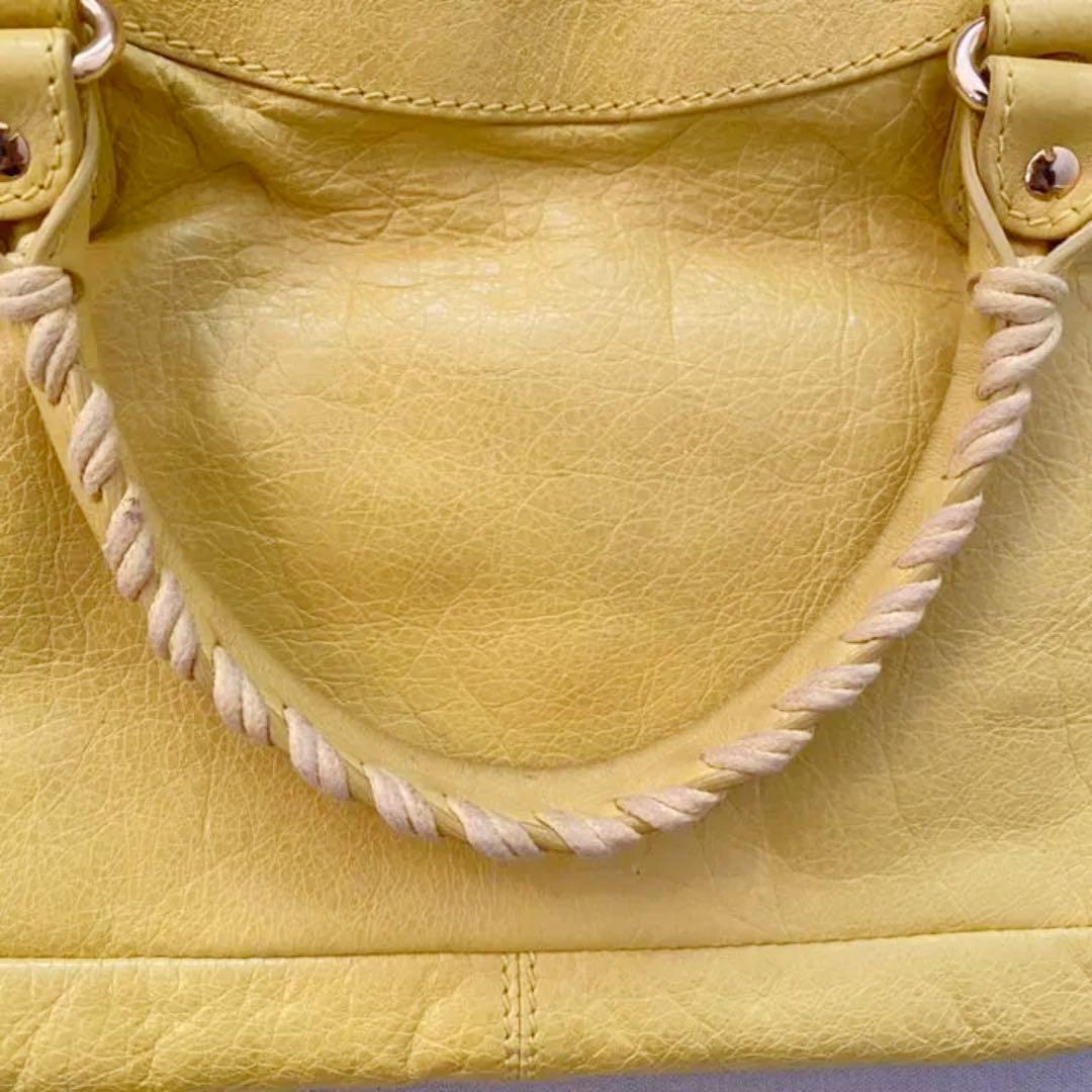 Vintage Gold Studs Yellow Leather Two Ways Bag