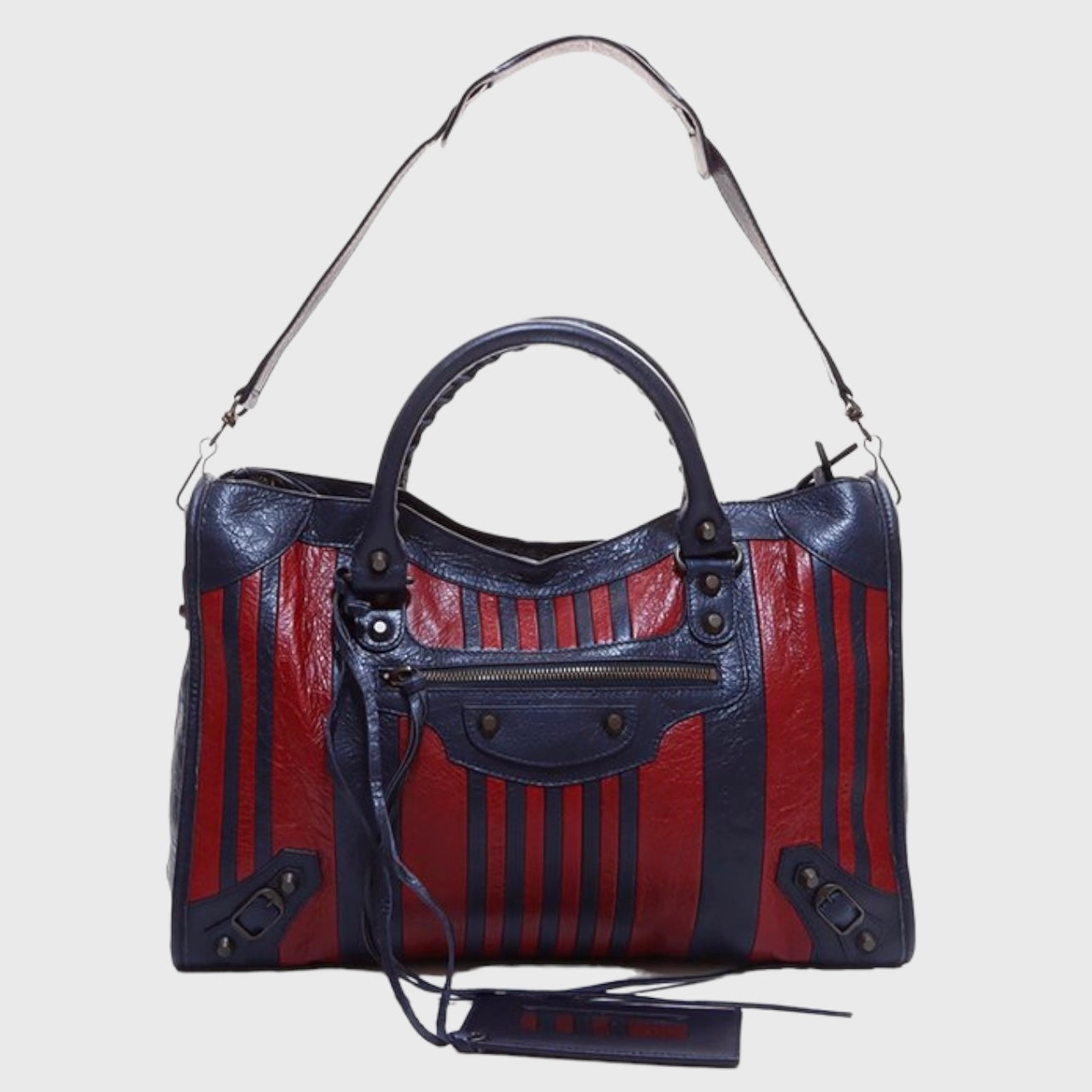 Vintage Classic City Navy Bordeaux Leather Two Ways Bag