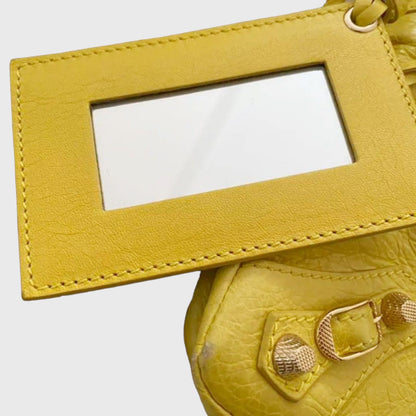 Vintage Gold Studs Yellow Leather Two Ways Bag