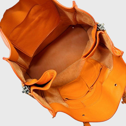 Vintage Paper Mini Orange Leather Hand Bag