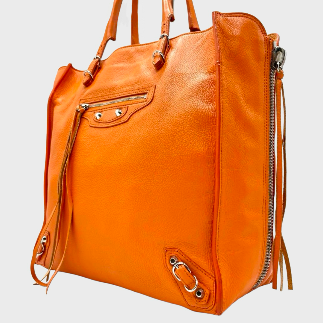 Vintage Paper Mini Orange Leather Hand Bag