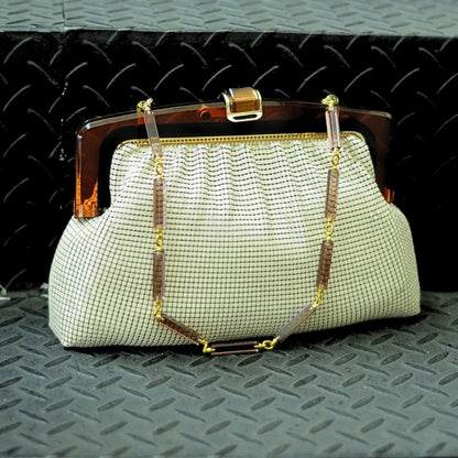 1990s White Metal Mesh Hand Bag