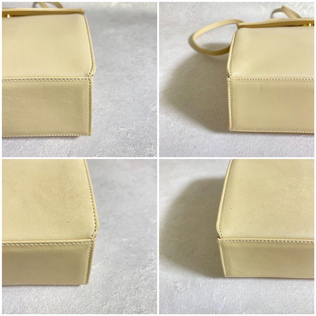 Beige Leather 2 Way Shoulder Bag