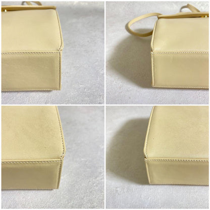 Beige Leather 2 Way Shoulder Bag