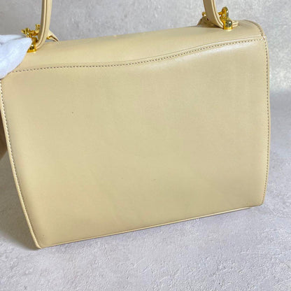 Beige Leather 2 Way Shoulder Bag