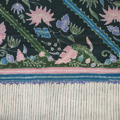 Vintage Indonesian Flower Lereng Green Pink Blue Batik Kain