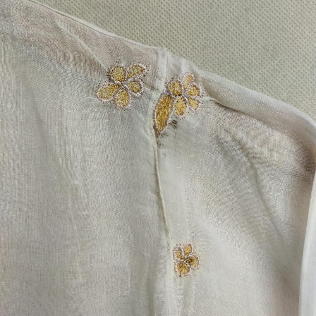 Vintage White Kebaya Voile Purple Embroidery