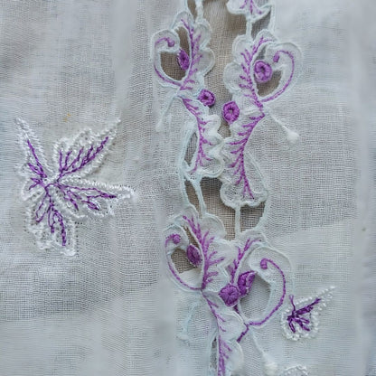 Vintage Broken White with Purple Embroidery Encim Kebaya